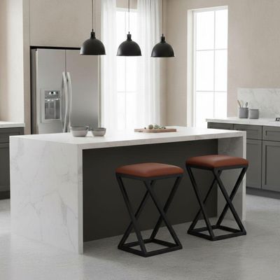 Kit 2 Banqueta Z 80 Cm Alta Bistrô Bancada Cozinha Moderno Corino Marrom