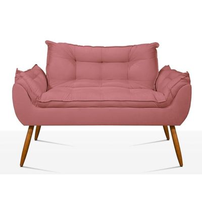 Kit 02 Poltronas + Namoradeira + Puff Opala Balaqui Decor Rosa
