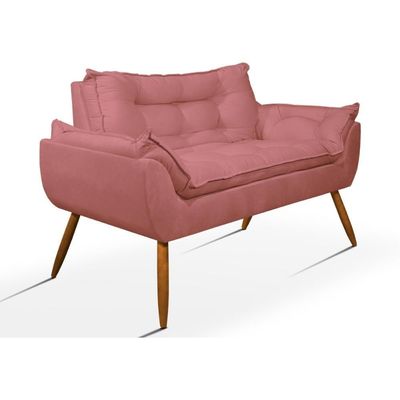 Kit 02 Poltronas + Namoradeira + Puff Opala Balaqui Decor Rosa