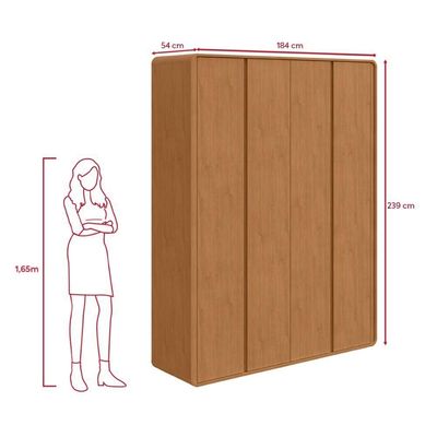 Guarda Roupa Solteiro 100% Mdf 4 Portas Easy Like Amêndo Clean