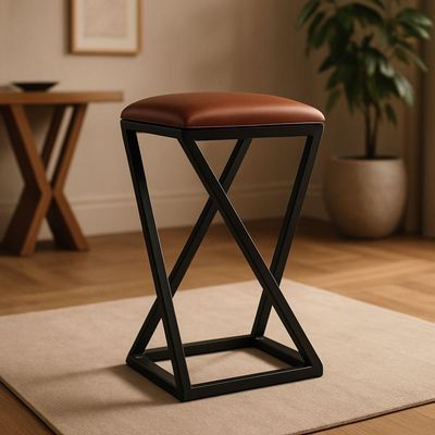 Banqueta Z Baixa 50 Cm Banquinho Cozinha Balcão Bar Corino Marrom
