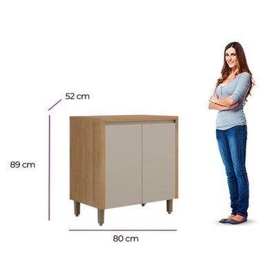 Balcão Sem Tampo Allure Linea Brasil 80cm 100% Mdf Jequitiba/gris Fosco