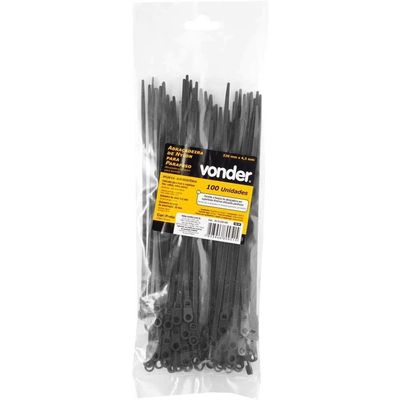 Abraçadeira De Nylon Para Parafusos, Preta, 220 Mm X 4,3 Mm, Vonder Ostenvonder