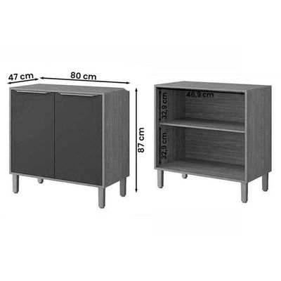 Balcão Cozinha P/ Cooktop Brilhante C/ 2 Portas 80cm Cinamomo/off White - Mgm