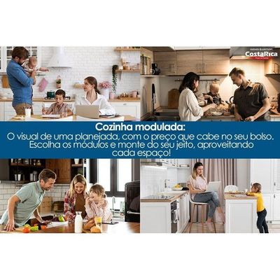Balcão Cozinha P/ Cooktop Brilhante C/ 2 Portas 80cm Cinamomo/off White - Mgm