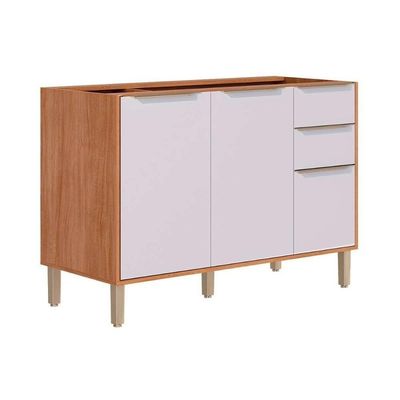 Balcão Cozinha Modulado Celeste C/ 3 Portas E 2 Gavetas S/tampo 120cm Cinamomo/off Mgm
