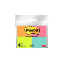 Bloco Adesivo Post It 3M Colorido com 4 Blocos de 50 Folhas 38x50mm
