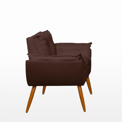 Kit 02 Poltronas + Sofá 2 Lugares Com Puff Opala Balaqui Marrom