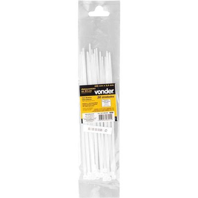 Abraçadeira De Nylon, Branca, 200 Mm X 3,6 Mm, Com 20 Peças, Vonder