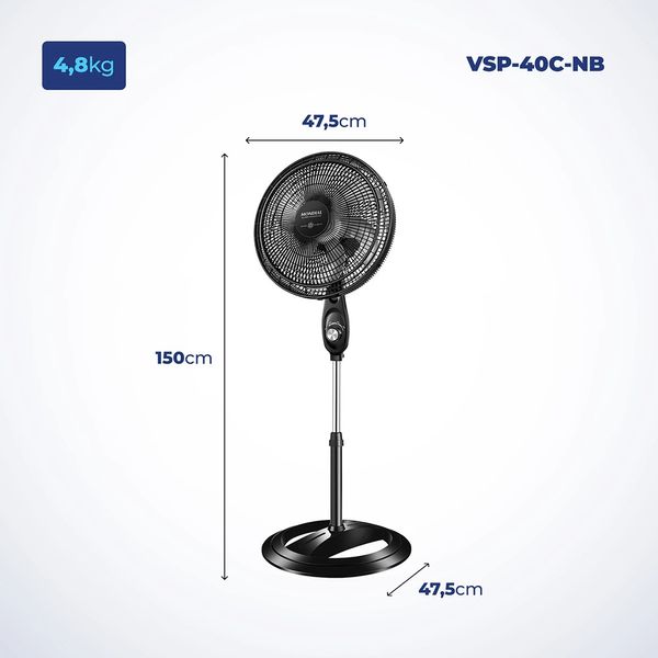 Ventilador de Coluna Mondial Super Power 6 Pás VSP-40C-NB - 40cm 220V