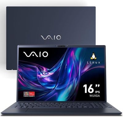 Notebook Vaio FE16 AMD Ryzen 7-5825U Linux 24GB RAM 512GB SSD 16" IPS WUXGA Antirreflexo Cinza Grafite