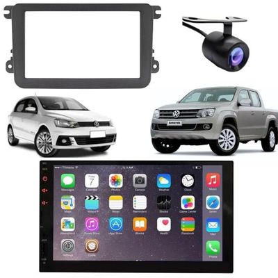 Central Multimídia 2 Din Mp5 Jetta Câmera Moldura Tela Pt