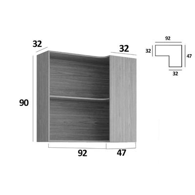 Armário Aéreo Cozinha Modulado Esplêndida Canto Reto C/ 2 Nichos 92cm Cinamomo - Mgm