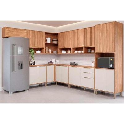 Armário Aéreo Cozinha Modulado Esplêndida Canto Reto C/ 2 Nichos 92cm Cinamomo - Mgm