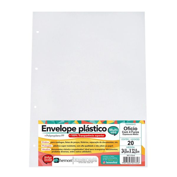 Saco Plástico A4 Chies 4 Furos com 20 Unidades Saco Plástico A4 Chies 4 Furos com 20 Unidades