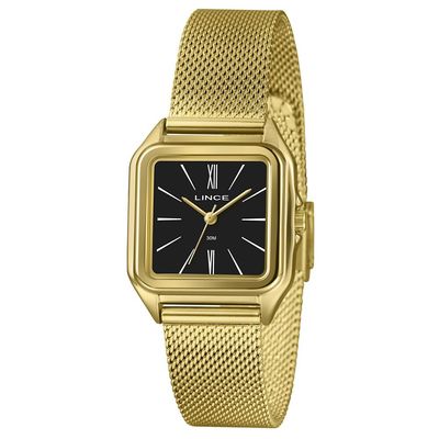 Relógio Lince Feminino Ref: Lqgm057l30 P3kx Retangular Mesh Dourado