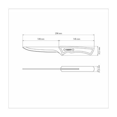 Faca para Desossar Tramontina Churrasco Black com Lamina em Aço Inox Escurecido e Cabo de Madeira 6 polegada