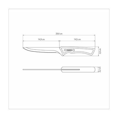Faca para Desossar Tramontina Churrasco Black com Lamina em Aço Inox Escurecido e Cabo de Madeira 6 polegada