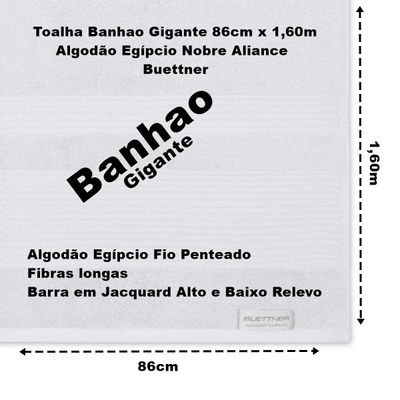 Toalha Banhão Gigante Buettner Algodão Egípcio Nobre 86cmx160m Aliance Branco