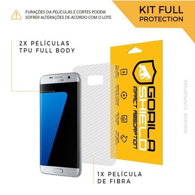 Película de Nano Gel Dupla + traseira fibra de carbono para Samsung Galaxy S7 Edge - Gshield (Cobre toda tela)