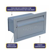 Caixa de Correio Cartas Para Muro Detras Cinza 15x23x30cm