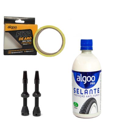 Kit bike Tubeless Algoo Selante Fita Bico absolute Bicicleta