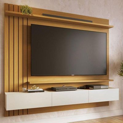 Painel Para Tv Home Suspenso Juriti 1.8 Ripado Naturale Off White Matte - Colibri