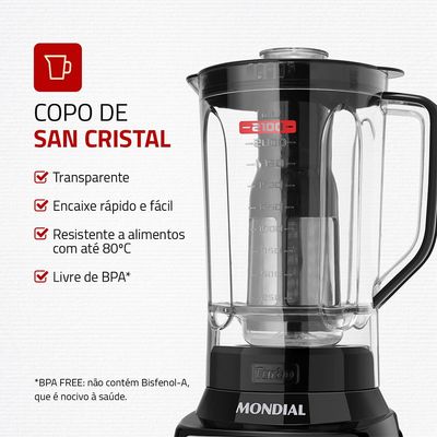 Liquidificador Turbo Inox Mondial Preto/Inox 1400W - L-1400-LT 127V