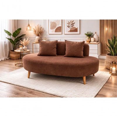 Sofá Orgânico Feijão Para Sala Quarto Closet 115 Cm Com 02 Almofadas Tecido Suede Marrom Eli Móveis E Decoração
