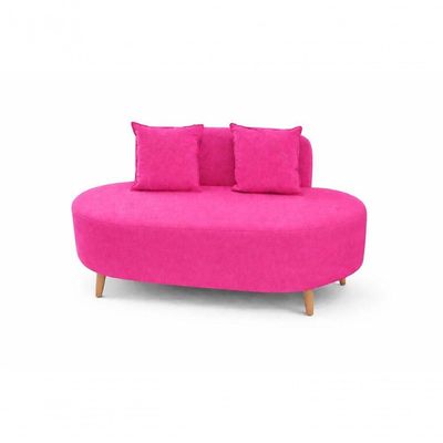 Sofá Orgânico Feijão Para Sala Quarto Closet 115 Cm Com 02 Almofadas Tecido Veludo Rosa Pink Eli Móveis E Decoração