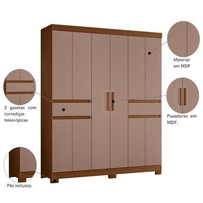 Armário De Quarto E Prateleiras 10 Portas Nogueira