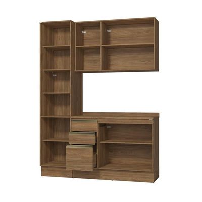 Armário De Cozinha Compacta 100% Mdf 170cm Nogueira Celeste Kappesberg