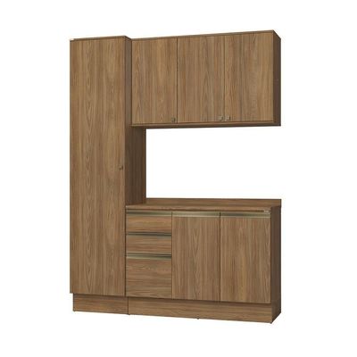 Armário De Cozinha Compacta 100% Mdf 170cm Nogueira Celeste Kappesberg