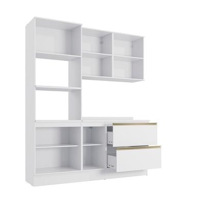Armário De Cozinha Compacta Torre Quente 100% Mdf 190cm Branco Celeste Kappesberg