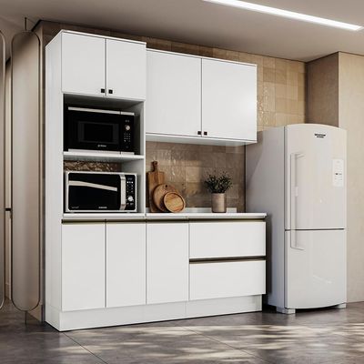Armário De Cozinha Compacta Torre Quente 100% Mdf 190cm Branco Celeste Kappesberg