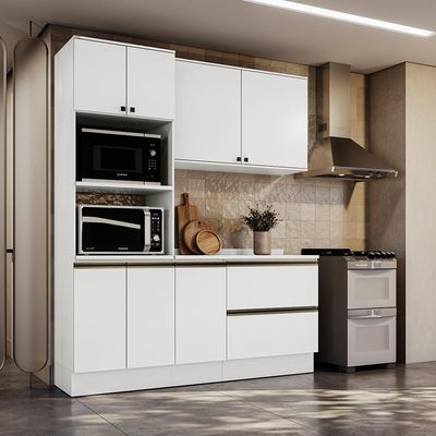 Armário De Cozinha Compacta Torre Quente 100% Mdf 190cm Branco Celeste Kappesberg