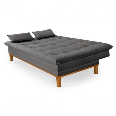 Sofá Cama Reclinável Casal 1,84m Island Suede Cinza Premium
