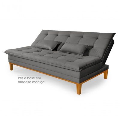 Sofá Cama Reclinável Casal 1,84m Island Suede Cinza Premium