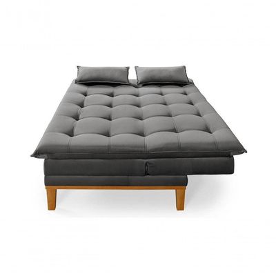 Sofá Cama Reclinável Casal 1,84m Island Suede Cinza Premium