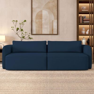 Sofá 3 Lugares Sala Living Orgânico 240cm Oregon K01 Veludo Azul Marinho - Lyam Decor