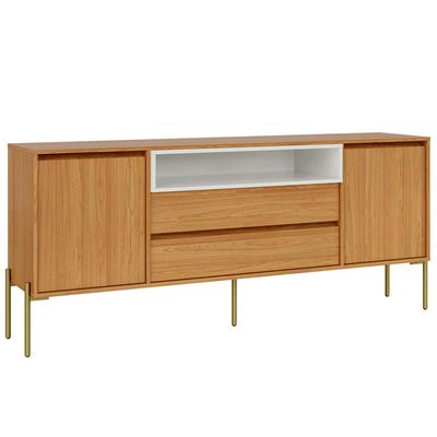Aparador Buffet Para Sala de Jantar 2 Portas 184cm Industrial Avis D03 Freijó Off White - Lyam Decor