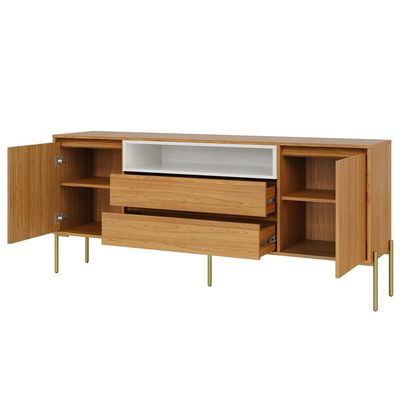 Aparador Buffet Para Sala de Jantar 2 Portas 184cm Industrial Avis D03 Freijó Off White - Lyam Decor