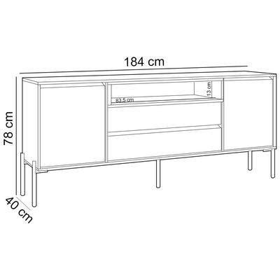 Aparador Buffet Para Sala de Jantar 2 Portas 184cm Industrial Avis D03 Freijó Off White - Lyam Decor