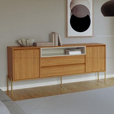 Aparador Buffet Para Sala de Jantar 2 Portas 184cm Industrial Avis D03 Freijó Off White - Lyam Decor