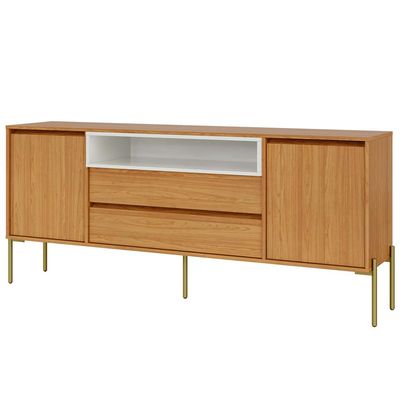 Aparador Buffet Para Sala de Jantar 2 Portas 184cm Industrial Avis D03 Freijó Off White - Lyam Decor