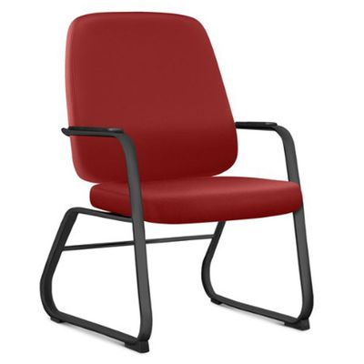 Kit 02 Cadeiras Executiva Diretor Base Fixa Hub F02 Sintético Vermelho - Lyam Decor