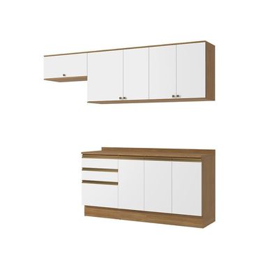 Armário De Cozinha Completa 100% Mdf 260cm Nogueira/branco Celeste Kappesberg