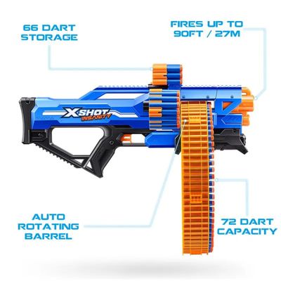 Lançador De Dardos X-Shot Insanity Mad Mega Barrel 72 Dardos - Candide 5643