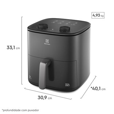 Air Fryer Electrolux por Rita Lobo 7L Cinza Efficient 1700W (EAF71) 127V