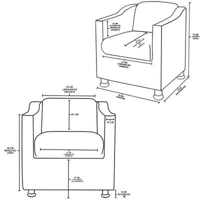 Kit Sofá Namoradeira Reforçada Tilla + 02 Poltronas marrom